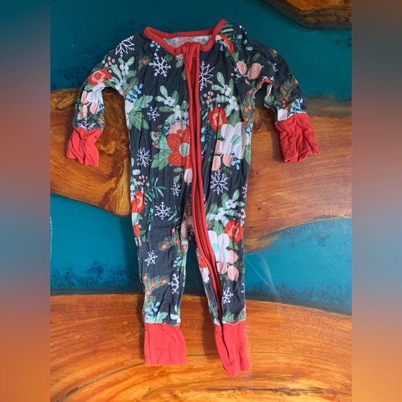 Little Sleepies poinsettia zippie - Picture 1 of 4